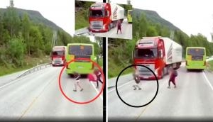 Shocking Near-Miss: Lorry Driver Saves Boy from Fatal Accident!